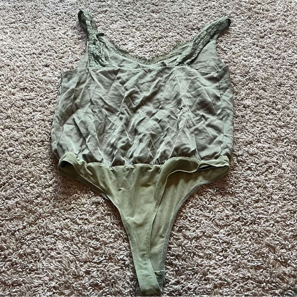 Olive green Fore Body suit with lace straps - Picture 5 of 7
